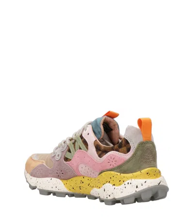 Flower Mountain Yamano 3 Pink And Yellow Suede And Nylon Sneakers In Multi