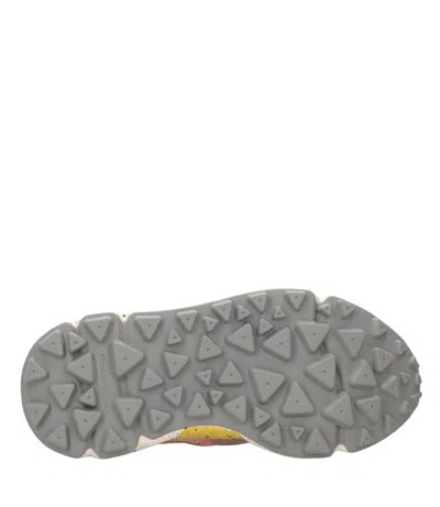 Flower Mountain Yamano 3 Pink And Yellow Suede And Nylon Sneakers In Multi