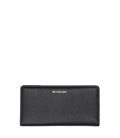 Michael Michael Kors Bryant Leather Wallet With Logo In Black