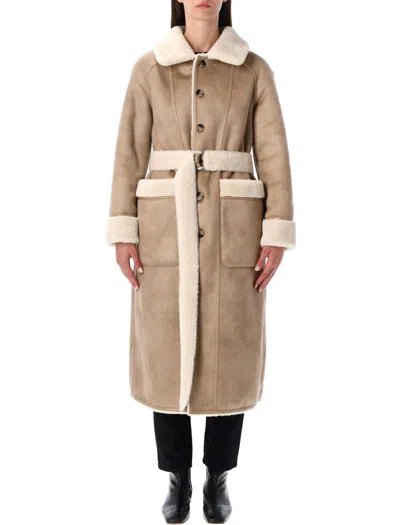 Urbancode Reversible Faux Fur Belted Coat With Suede Interior In White