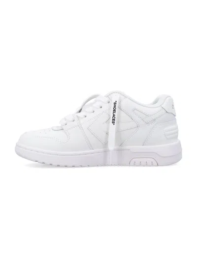 Off-white Monochromatic Leather Sneakers With Textured Sole In Multi