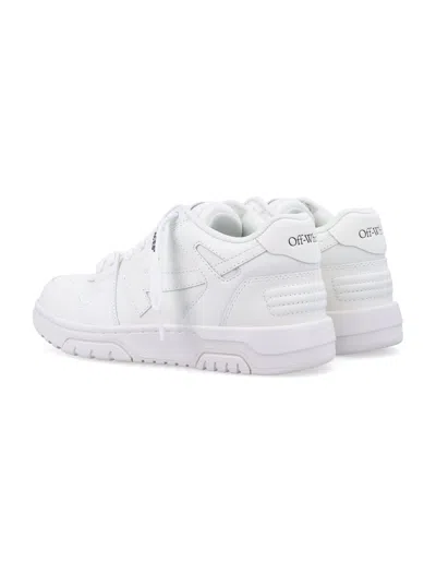 Off-white Monochromatic Leather Sneakers With Textured Sole In Multi