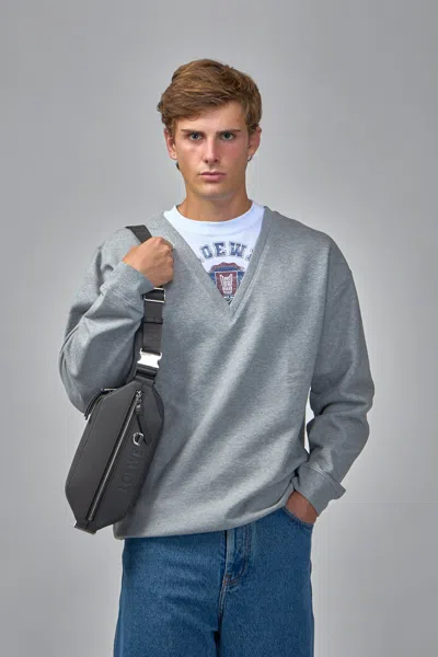 Loewe Layered Logo-print Sweatshirt In Gray
