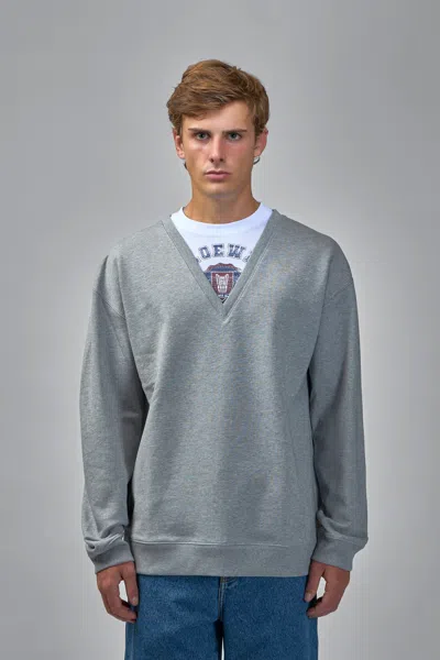 Loewe Layered Logo-print Sweatshirt In Gray