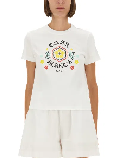 Casablanca White Cotton T-shirt With Print In White