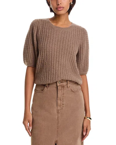 Paige Womens Heather Brown Lucerne Puffed-short-sleeves Cashmere Top In Neutral