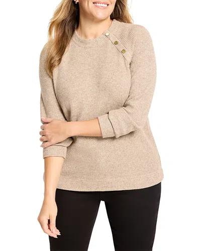 Nic+zoe Plus Soft Thermal Button Top In Brown