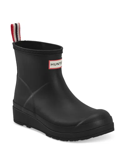 Hunter Women's Play Short Backstrap Rain Boot In Black/white In Black