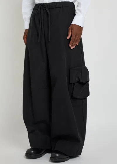 Simone Rocha Multi Pocket Cargo Puddle Drawstring Pants In Black