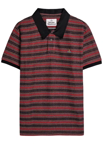 Vivienne Westwood Multicolor Polo Shirt With Orb Decoration On The Chest And All-over Stripes Motif In Cotton Man In Multi