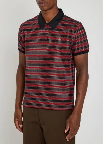 Vivienne Westwood Multicolor Polo Shirt With Orb Decoration On The Chest And All-over Stripes Motif In Cotton Man In Multi