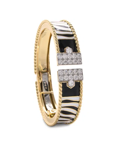 David Webb Diamond Rope Lane Zebra Stripe Cuff Bracelet In 18k Yellow Gold & Platinum In Gold