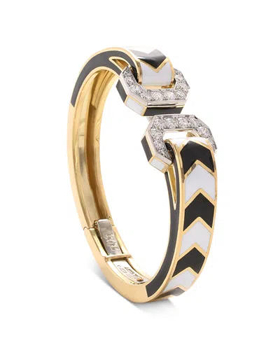 David Webb Diamond Chevron Double Buckle Bracelet In 18k Yellow Gold & Platinum In Gold