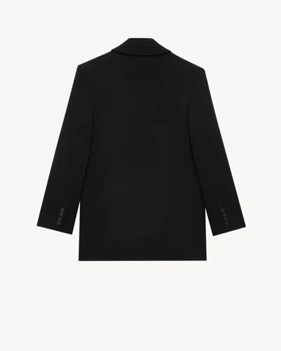 Saint Laurent Wool Double-breasted Peacoat In Black