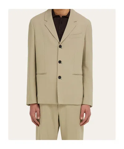 Ferragamo Four-button Single-breasted Blazer In Neutral