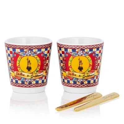 Bialetti D & G Porcelain Espresso Cups And Stirrers, Set Of 2 In Multi