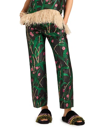 La Doublej Hendrix Cropped Floral-jacquard Crepe Wide-leg Pants In Multi