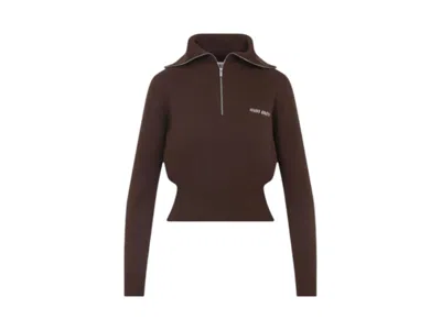 Pre-owned Miu Miu Women's  Cashmere Polo Shirt In Cocoa Brown