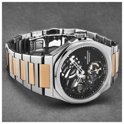Manager Revolution Automatic Black Dial Mens Watch Man-rm-06-bm In Two Tone  / Black