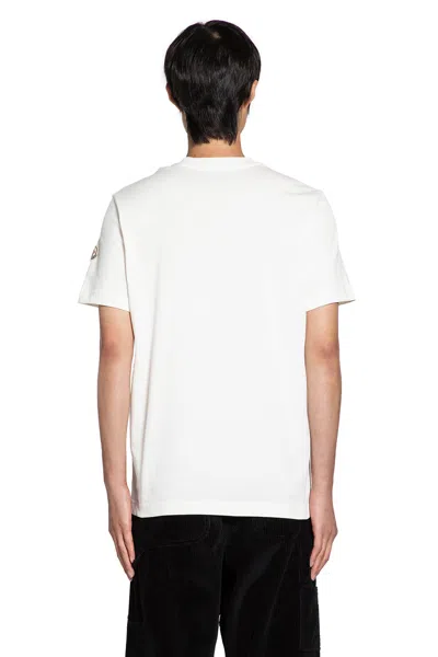 Moncler Ivory Cotton Tricolour Logo T-shirt In White