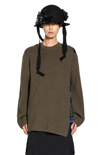 Comme Des Garçons Homme Deux Tartan-panelled Wool Sweater In Green