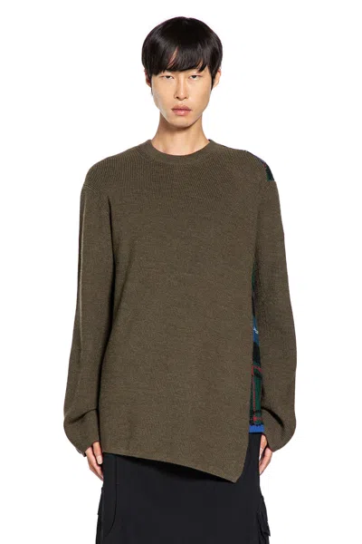 Comme Des Garçons Homme Deux Tartan-panelled Wool Sweater In Green