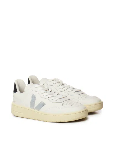 Veja V-90 Ot White Silver Black Sneakers In Multi