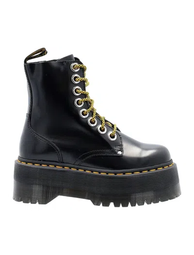Dr. Martens Jadon Max Platform Boots In Buttero Leather In Black
