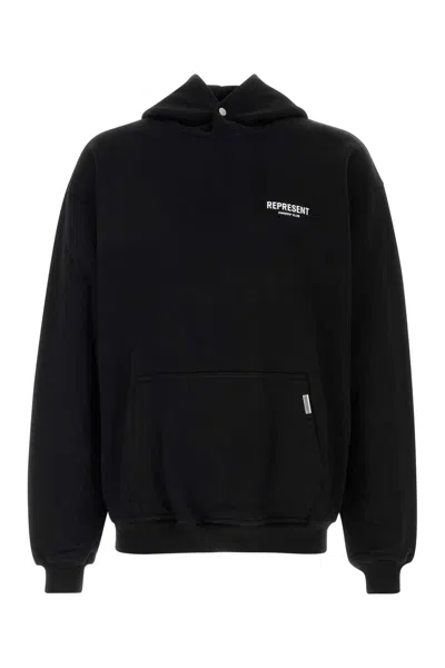 Represent Hooded Sweatshirt Oversized Front Pocket In Black