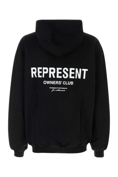Represent Hooded Sweatshirt Oversized Front Pocket In Black