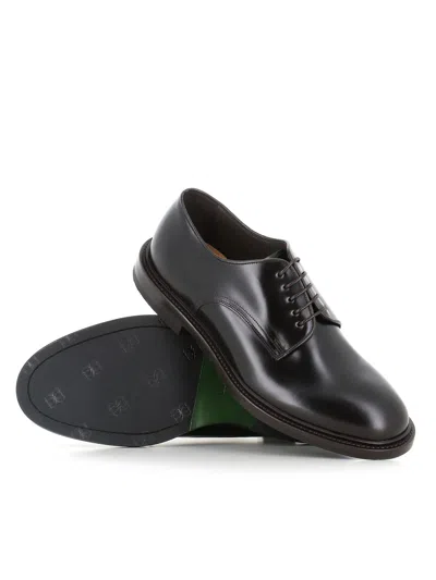 Green George Leather Derby Shoes In Black