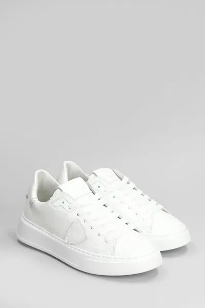 Philippe Model Temp Low Sneakers In White Leather In White