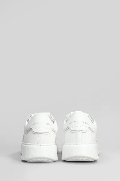 Philippe Model Temp Low Sneakers In White Leather In White