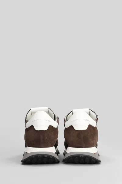 Philippe Model Trop Haute Low Sneakers In Brown Suede And Fabric In Brown