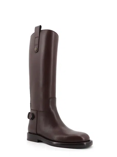 Burberry Cavalier Equestrian-knight Calf Leather Boots In Brown