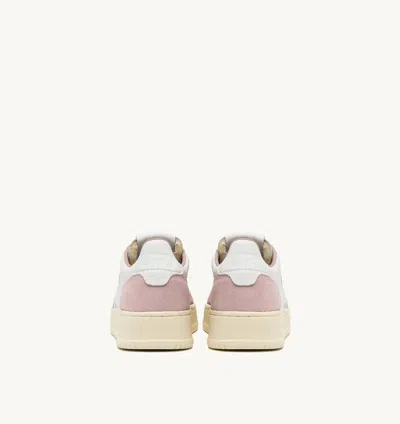 Autry Medalist Low Leather And Suede White And Powder Sneakers In Multi