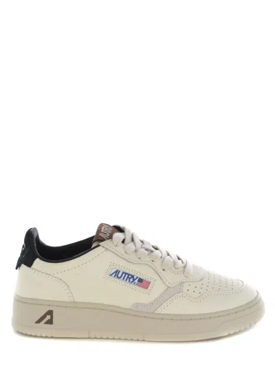 Autry Perforated Suede-trim Sneakers In White
