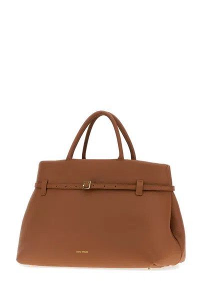 Manu Atelier Caramel Leather Le Cambon 40 Handbag In Brown