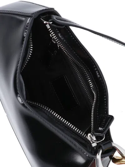 Staud Curved Rectangular Black Shoulder Handbag With Chain Link Strap In Black