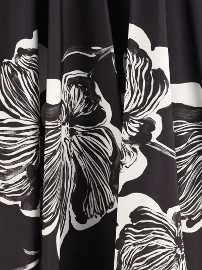 Sara Roka Midi Skirt With Floral Print In Black