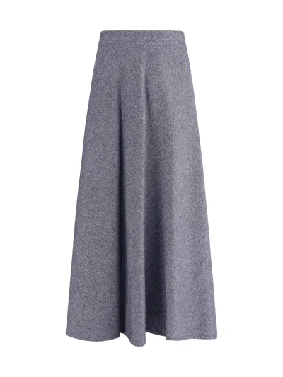 Sara Roka Flared Midi Skir In Gray