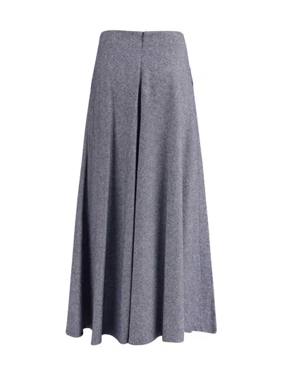Sara Roka Flared Midi Skir In Gray