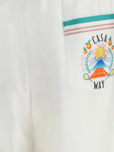 Casablanca Mens Casa Way Graphic-print Drawstring Silk Shorts In Gray