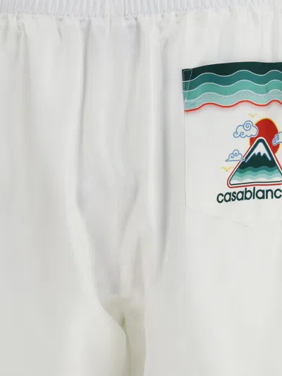 Casablanca Silk Twill Drawstring Shorts With Graphic Print In Gray