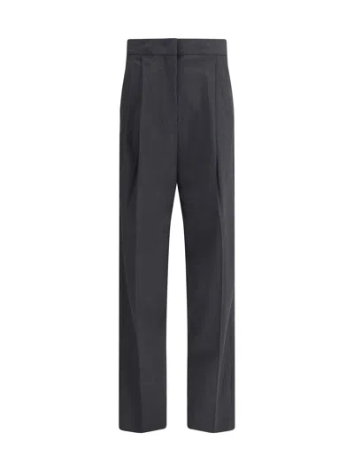 Fabiana Filippi Gray Fleece Wool Casual Pants In Black