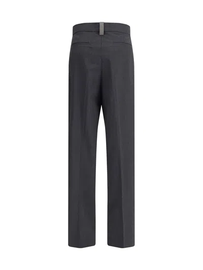 Fabiana Filippi Gray Fleece Wool Casual Pants In Black