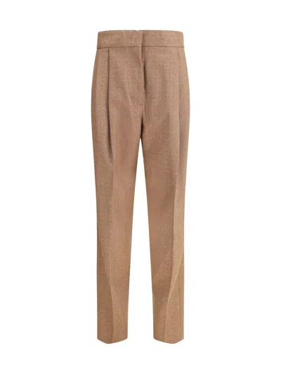 Fabiana Filippi Beige Fleece Wool Dress Pants In Brown