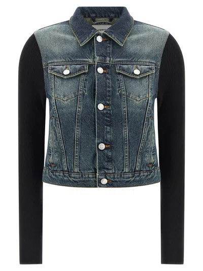 Coperni Hybrid Denim And Knit Jacket In Black