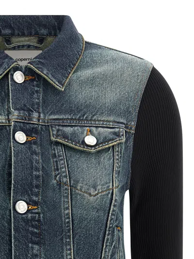 Coperni Hybrid Denim And Knit Jacket In Black