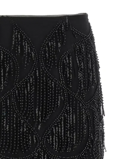 Rotate Birger Christensen Mini Skirt With Abstract Sequin And Bead Embellishments In Black